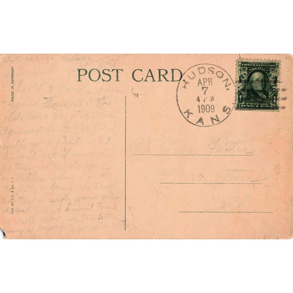 1909 Fancy Roaping Cow Punchers Pastime Vintage Postcard Hudson Kansas Cowboy - Picture 2 of 2